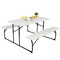 Folding Picnic Table Bench Set for Indoor Outdoor Use Wood Look White